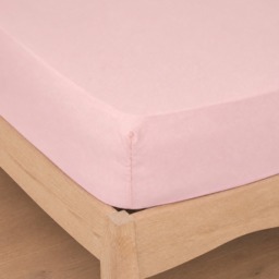 OHS Plain Cotton Deep Fitted Sheet, Blush - Double - thumbnail 2