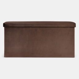 OHS Matte Velvet Foldable Rectangle Storage Ottoman - Chocolate - thumbnail 3
