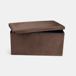 OHS Matte Velvet Foldable Rectangle Storage Ottoman - Chocolate - thumbnail 5