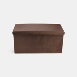 OHS Matte Velvet Foldable Rectangle Storage Ottoman - Chocolate - thumbnail 4