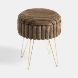 OHS Faux Fur Ribbed Storage Hairpin Stool - Chocolate/Gold - thumbnail 4
