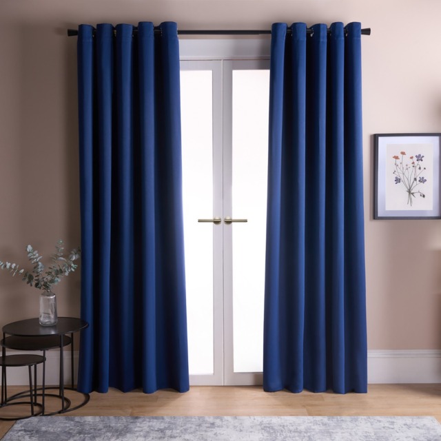 OHS Eyelet Blackout Curtains, Navy - 66 x 54'' - image 1