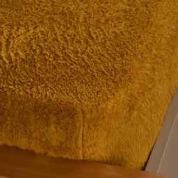OHS Teddy Fleece Fitted Sheets, Ochre - Single - thumbnail 2