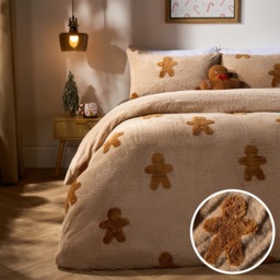 OHS Tufted Gingerbread Man Teddy Duvet Cover Set, Natural - Single