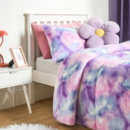 OHS Teddy Tie Dye Coverless 10.5 Duvet & Pillowcase, Lilac - Single - thumbnail 3