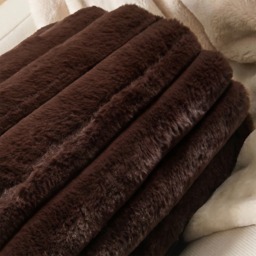 OHS Faux Fur Ribbed Bolster Pillow - Brown - thumbnail 2