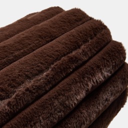 OHS Faux Fur Ribbed Bolster Pillow - Brown - thumbnail 5