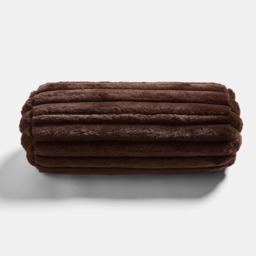 OHS Faux Fur Ribbed Bolster Pillow - Brown - thumbnail 4