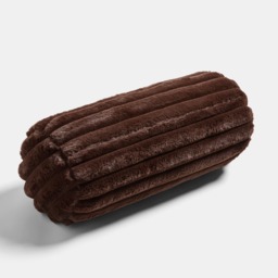 OHS Faux Fur Ribbed Bolster Pillow - Brown - thumbnail 3