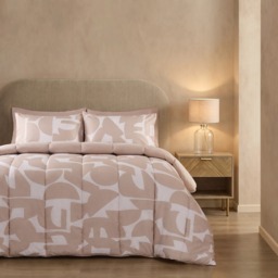 OHS Abstract Geometric Coverless 10.5 Tog Duvet Set, Natural - Double - thumbnail 1