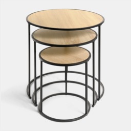 OHS Manhattan Nest of 3 Round Side Tables - Light Wood - thumbnail 5