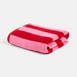 OHS 100% Cotton Jacquard Striped Bath Towel - Pink/Red - thumbnail 4