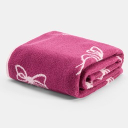 OHS 100% Cotton Bow Print Bath Towel - Burgundy - thumbnail 2