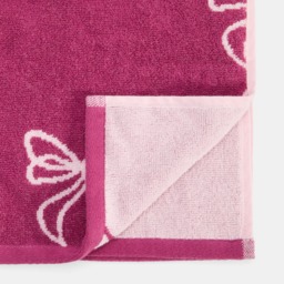 OHS 100% Cotton Bow Print Bath Towel - Burgundy - thumbnail 4