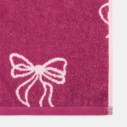 OHS 100% Cotton Bow Print Bath Towel - Burgundy - thumbnail 3
