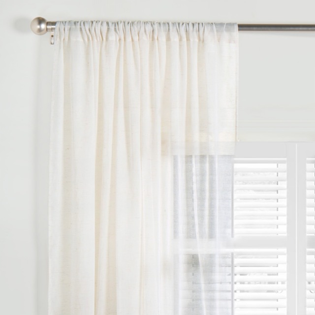 OHS Linen Look Slot Top Voile Curtains (Pair) - Natural - image 1