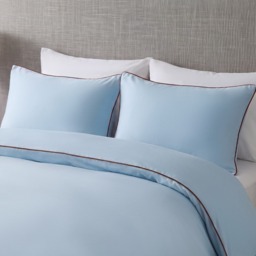 OHS Piped Edge Duvet Cover Set, Blue/Brown - Double - thumbnail 2