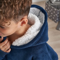 OHS Sherpa Hoodie Blanket, Kids - Navy - thumbnail 5