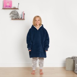 OHS Sherpa Hoodie Blanket, Kids - Navy - thumbnail 2