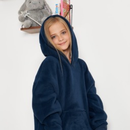 OHS Sherpa Hoodie Blanket, Kids - Navy - thumbnail 4