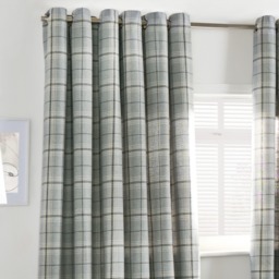 "OHS Woven Texture Check Print Eyelet Curtains, Grey - 90 x 90""" - thumbnail 4