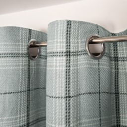"OHS Woven Texture Check Print Eyelet Curtains, Grey - 90 x 90""" - thumbnail 3