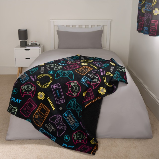 OHS Kids Gaming Printed Throw - Black - image 1