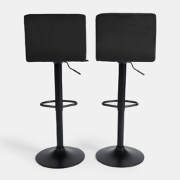 OHS Set of 2 Adjustable Velvet Bar Stools - Black - thumbnail 4