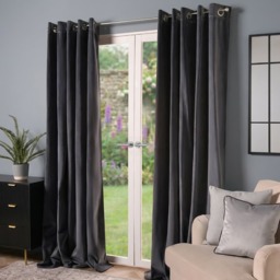 "OHS Thermal Velvet Curtains, Charcoal - 46 x 72"""