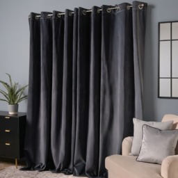 "OHS Thermal Velvet Curtains, Charcoal - 46 x 72""" - thumbnail 2