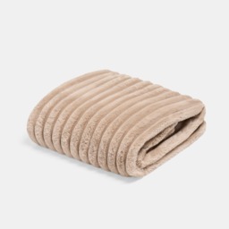 OHS Faux Fur Thick Ribbed Throw, Mink - 200 x 240cm - thumbnail 2