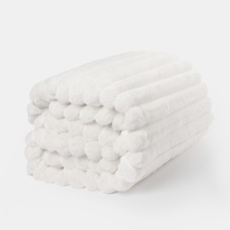 OHS Faux Fur Thick Ribbed Throw, White - 125 x 150cm - thumbnail 2