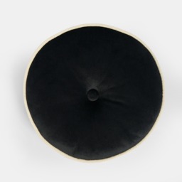OHS Velvet Round Shaped Cushion, Black/Cream - thumbnail 3