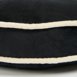 OHS Velvet Round Shaped Cushion, Black/Cream - thumbnail 4