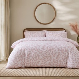 OHS Leopard Print Brushed Cotton Flannelette Duvet Cover Set, Natural - Double
