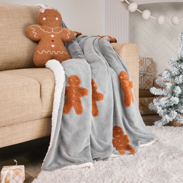 OHS Tufted Gingerbread Fleece Throw - Charcoal - image 1