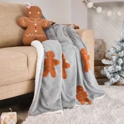 OHS Tufted Gingerbread Fleece Throw - Charcoal