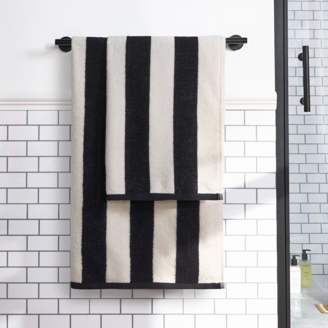 OHS 100% Cotton Jacquard Striped Hand Towel - Monochrome - image 1