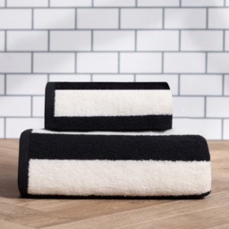 OHS 100% Cotton Jacquard Striped Hand Towel - Monochrome - thumbnail 3