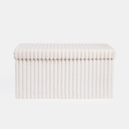 OHS Ribbed Foldable Rectangle Storage Ottoman - Cream - thumbnail 5