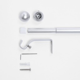 OHS 28mm Extendable Ball Curtain Pole, Silver - 120-220cm - thumbnail 3