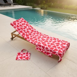 OHS Heart Print Beach Towel in a Bag - Pink/Red - thumbnail 2