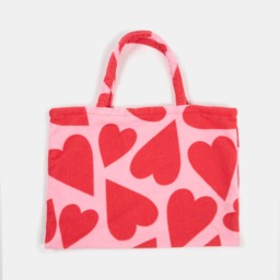 OHS Heart Print Beach Towel in a Bag - Pink/Red - thumbnail 5