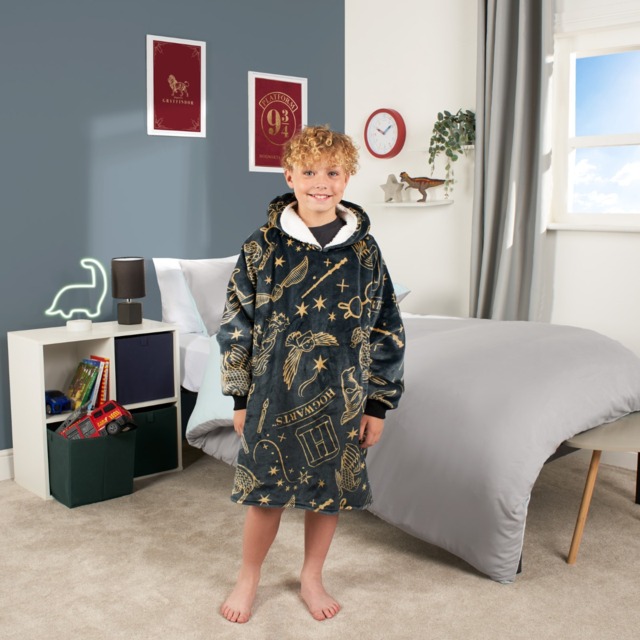 OHS Kids Harry Potter Hogwarts Hoodie Blanket - Black - image 1