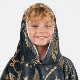 OHS Kids Harry Potter Hogwarts Hoodie Blanket - Black - thumbnail 5