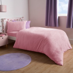 OHS Teddy Fleece Reversible Duvet Cover Set, Pink/ Lilac - Single - thumbnail 3