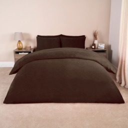 OHS Teddy Fleece Duvet Cover Set, Chocolate - Double - thumbnail 2