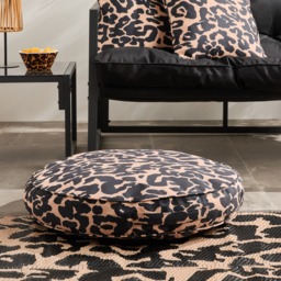 OHS Indoor/Outdoor Leopard Print Round Filled Cushion - Natural - thumbnail 1