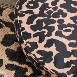 OHS Indoor/Outdoor Leopard Print Round Filled Cushion - Natural - thumbnail 3