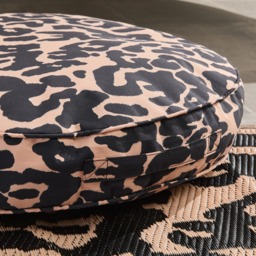 OHS Indoor/Outdoor Leopard Print Round Filled Cushion - Natural - thumbnail 2
